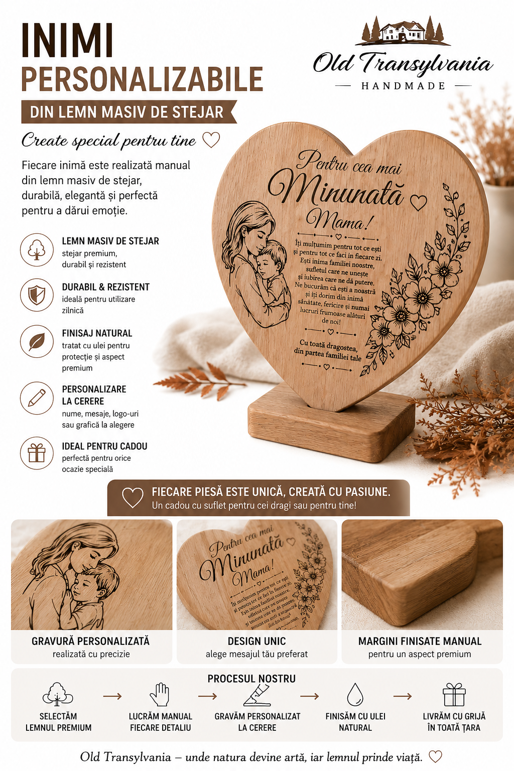 Cadou premium pentru mama❤Inima decorativa din lemn