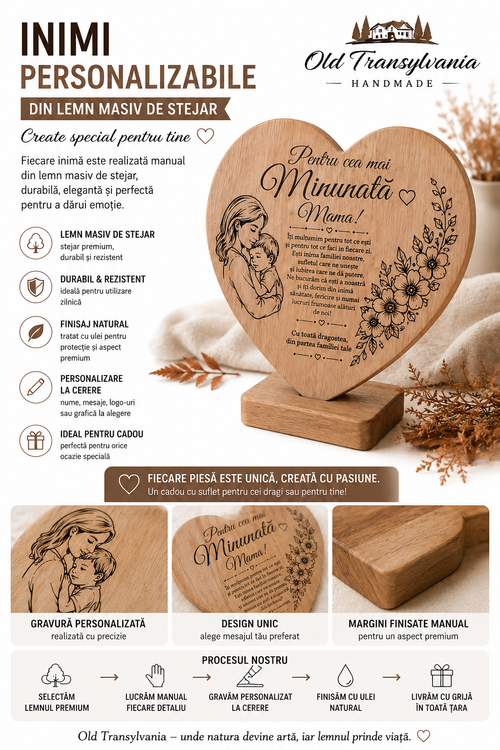 Cadou premium pentru mama❤Inima decorativa din lemn